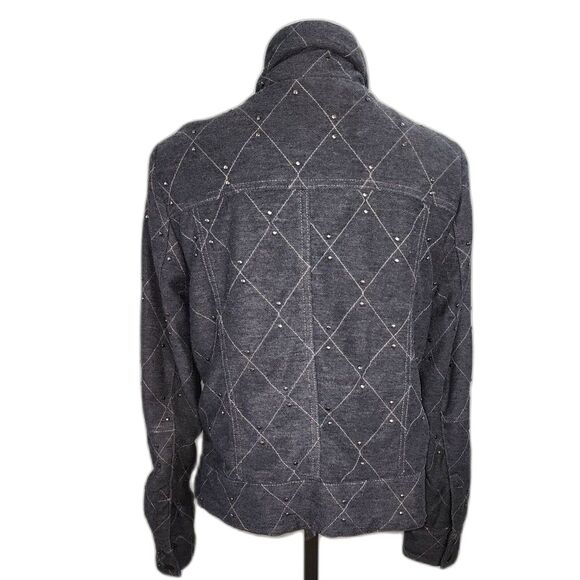 Free People Charcoal Grey Quilted Studded Zipper Jacket Size M - Picture 5 of 11